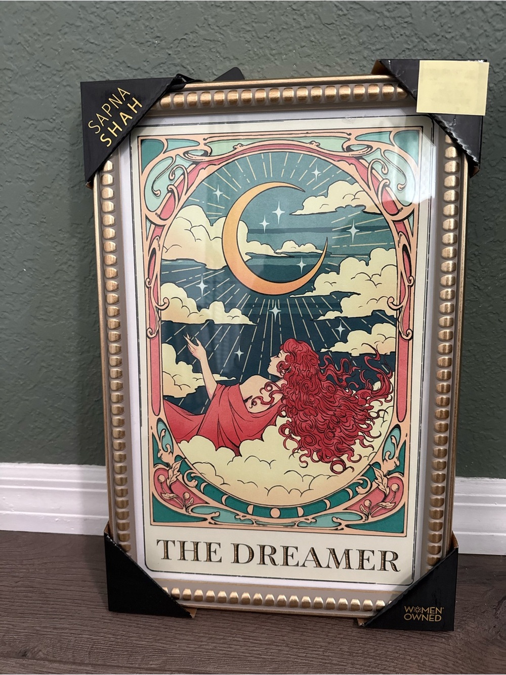Sapna Shah "The Dreamer" Framed Art Print - Red, Teal, Gold